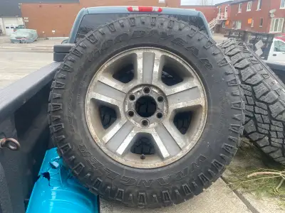 Four Goodyear Wrangler Duratrac tires for sale. 245 70R17’s. Paid 1400 for them new. Mounted and bal...