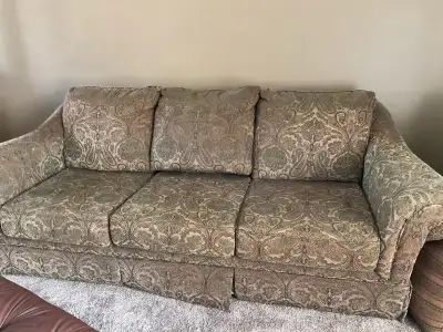 Used,but in great condition - three seater sofa, with matching chair. Brand is Decor Rest. All cushi...