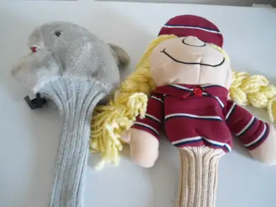 TWO NOVELTY GOLF HEAD COVERS, View more