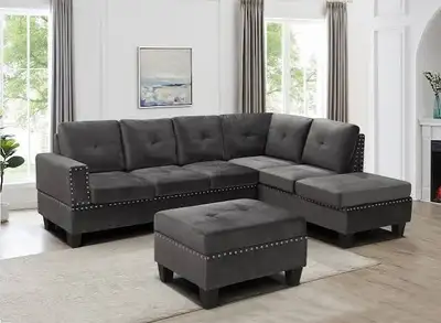 Grey Sectional Sofa with Ottoman, View more
