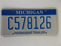 EXTRA RARE VINTAGE MICHIGAN "PERMANENT TRAILER" LICENSE PLATE