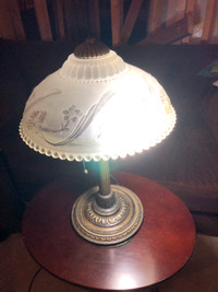 Lamp - Glass shade and metal base.