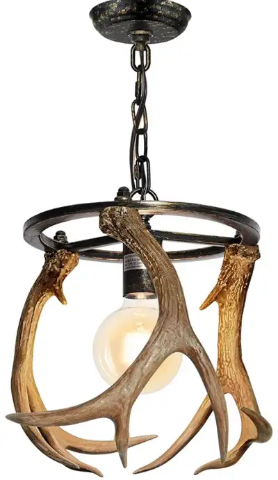 Vintage Antler Chandelier Resin Deer Pendant Light for Living Or, View more