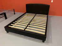 Queen faux leather platform bed frame on sale 