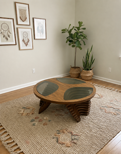 MCM Ellipse Walnut Coffee Table, View more