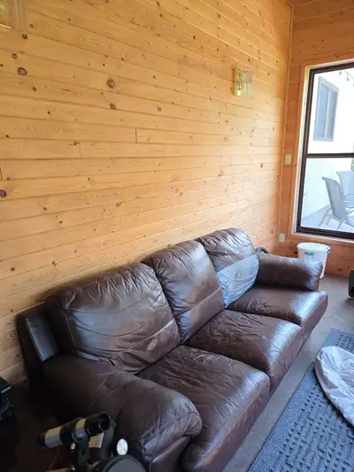 Can be covered with couch cover and good as new! We never use it and moving so trying to purge out t...
