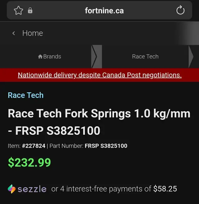Race Tech Fork Springs FRSP S3825100 in Motorcycle Parts & Accessories in Mississauga / Peel Region - Image 3
