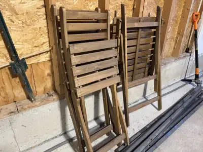 This is an IKEA outdoor furniture set with folding chairs, perfect for enjoying your patio or balcon...