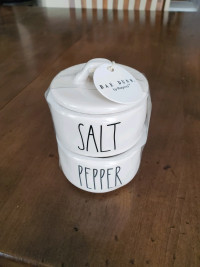 Rae Dunn NEW Salt and pepper stackable containers