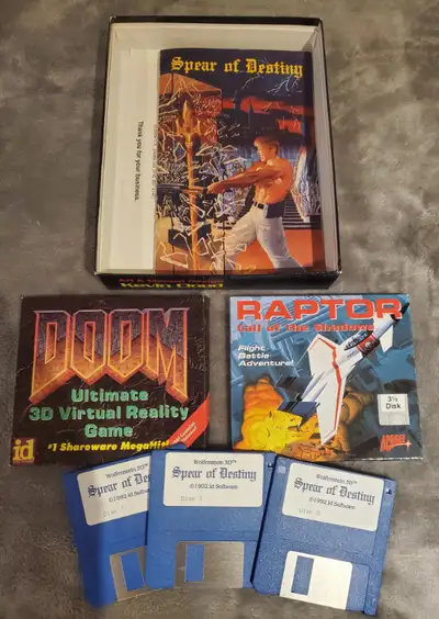Wolfenstein 3D: Spear of Destiny 3.5" + Doom & Raptor Shareware, View more