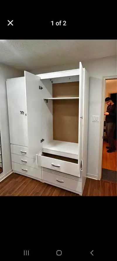 White Modern Wooden Wardrobe with Drawers | Spacious , View more