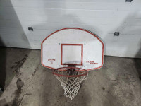 Basketball hoop, backboard.