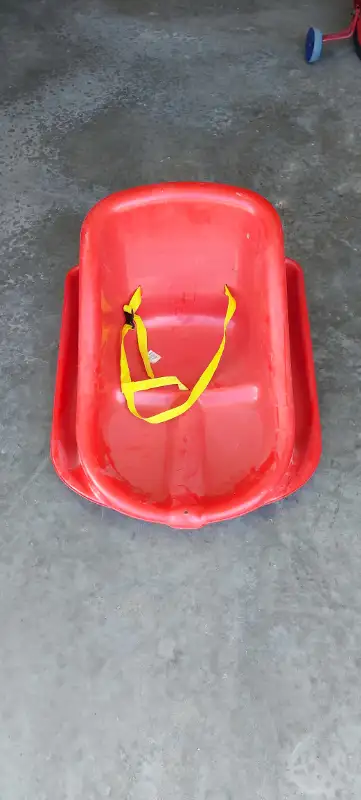 Red snow sled, View more