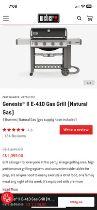 BBQ Weiber Genesis® II E-410 Gas Grill (Natural Gas)