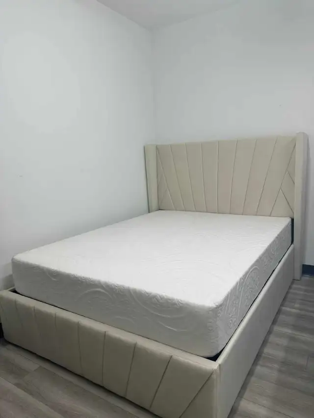 ️ Brand New Ivory Velvet Hydraulic Lift Storage Bed | Queen in Beds & Mattresses in Peterborough - Image 6