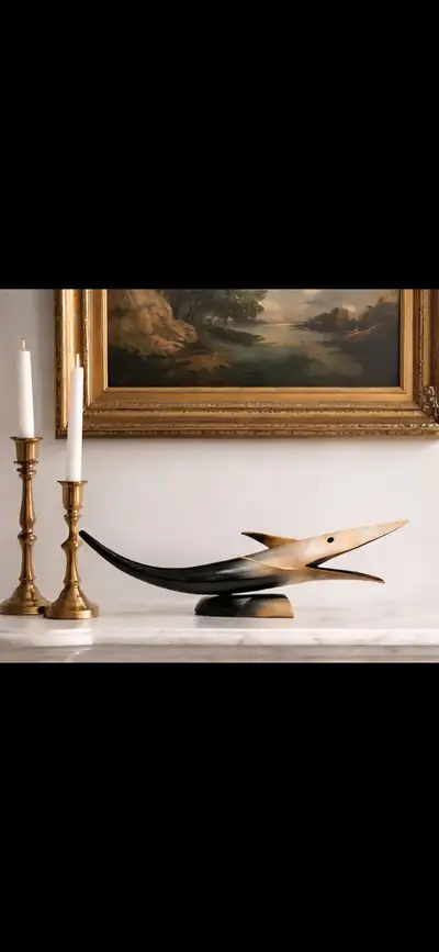 Vintage Horn Dolphin Fish Art Sculpture, View more