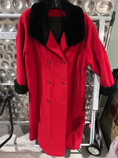Women’s Coat - Red Long Wool Size 7/8, View more