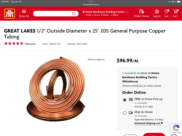 Copper pipe 1/2” in Plumbing, Sinks, Toilets & Showers in Whitehorse - Image 3
