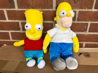 Lot of 2 LARGE 17" Simpsons Plush Homer & Bart *see picture 2*, View more