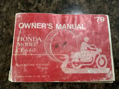 1979 original Honda CB 650 instruction manual. No missing pages or stains.