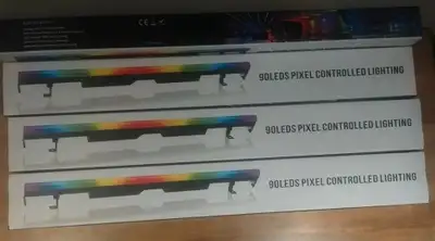 (4) Brand new LED Stage Pixel Light Bar - 60W 90LED RGB DJ Light Bars Seamless Splicing with 67 Chas...