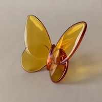 Baccarat Crystal Papillon Lucky Butterfly Perfect Signed Amber