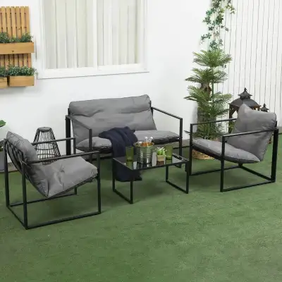 4 Piece Outdoor Furniture Set, Patio Conversation Set with Tempe, View more