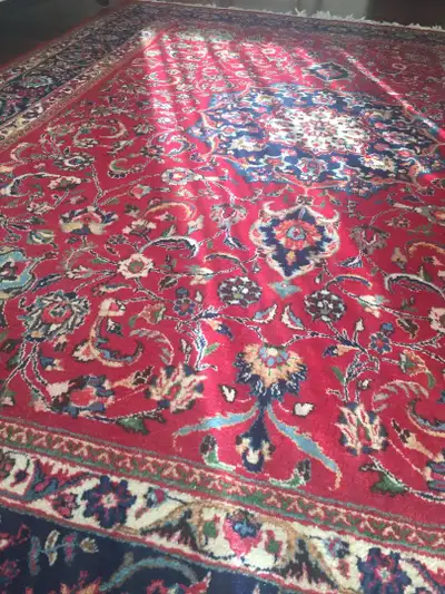 Large 100% wool semi-antique Persian rug, View more