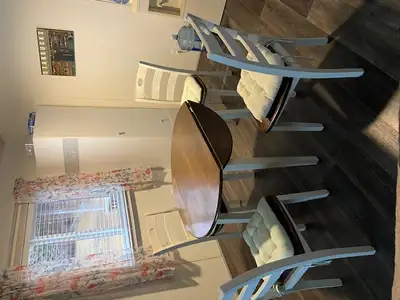 Dining table and chairs, View more