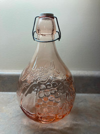 Vintage Italian Pink Glass Bottle Casadis Milano Embossed.
