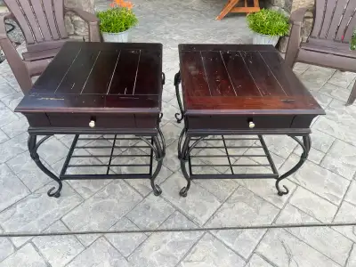 Pair of Metal/Wood End Tables, View more