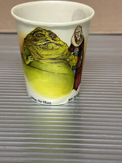 Star Wars 1983 Dixie Cup, Jabba & Bib Fortuna, beautiful graphics, Jedi series!!!