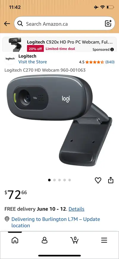 Logitech C270 Webcam, View more