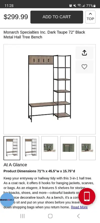 Monarch Hall Tree Bench* Brand new in box, View more