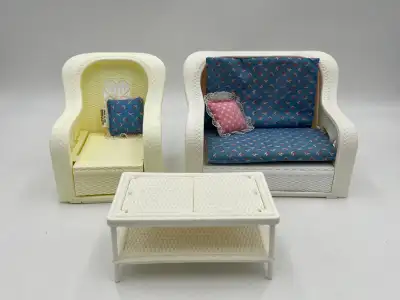 Barbie 1983 Dream Furniture Sofa Bed and Coffee Table and Chair , View more