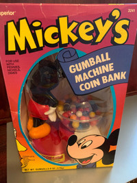 Vintage Mickey Mouse Gumball Machine Coin Bank
