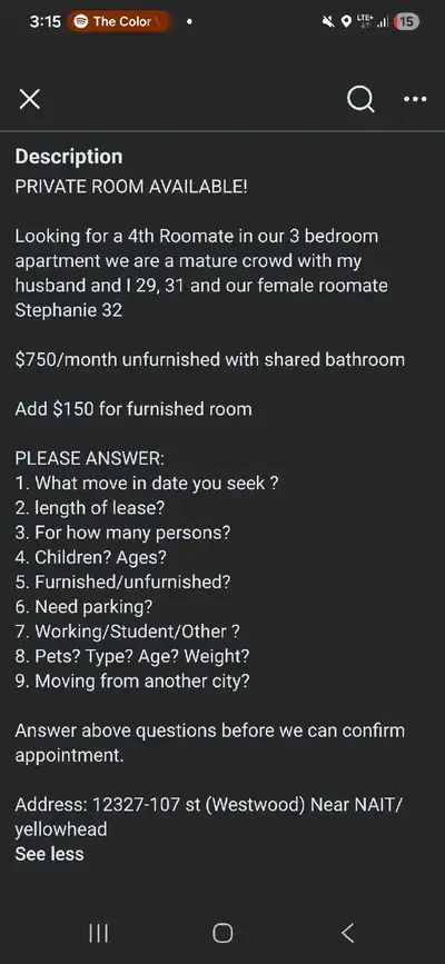 Looking for a mature like minded laid back individual to join my husband Jordan and I along with our...