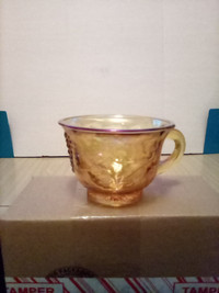 Amber Carnival Glass Punch Cups x 17