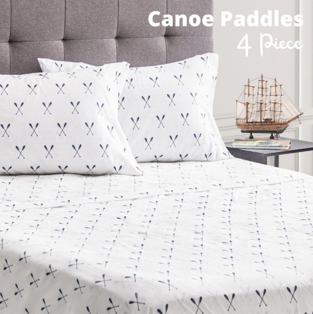 New 4 PC Sheet Set • Cabin Style • Paddles •  King $50 in Bedding in Barrie