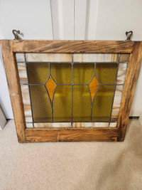 Vintage  Stained  Glass  in Window  Frame 
