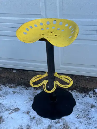 Tractor Seat, Horseshoes, Railspikes and a Cultivar Disc, Stool, View more