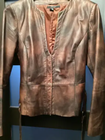 ZARA leather jacket with belt large, View more
