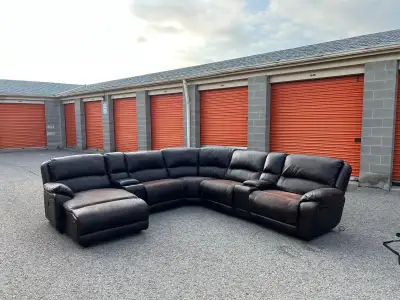 Brown Leather Sectional , View more