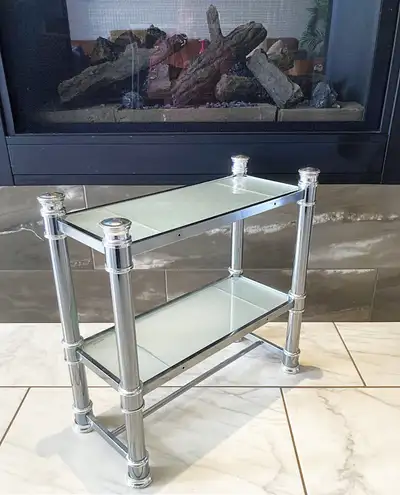 Petite Chrome Glass Bathroom Table, View more