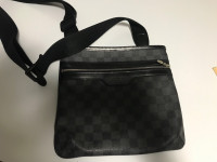 Authentic, used, Louis Vuitton damier, graphite cross body bag
