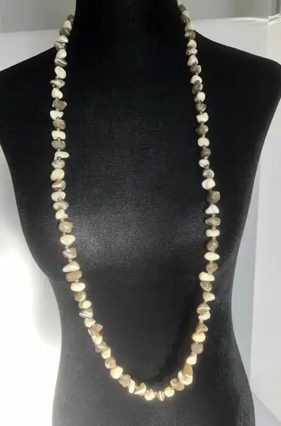 Beautiful Sea-Side 39" Beige & Off-White Stone Necklace, View more
