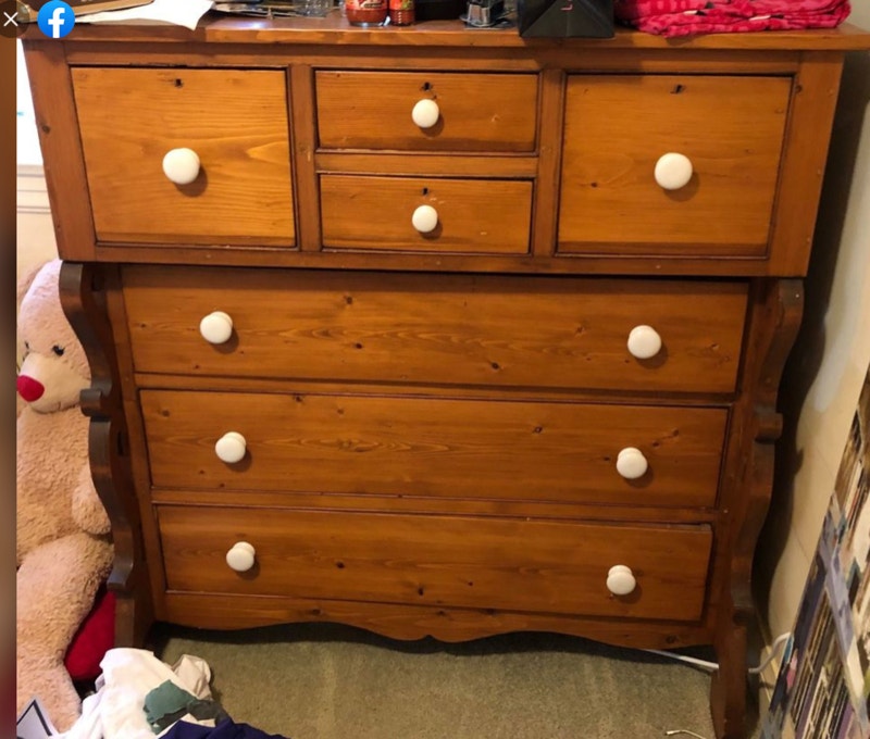 Antique Canadiana Pine Bureau Dressers & Wardrobes