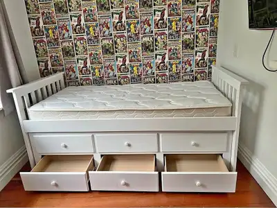Must Go ASAP ~ Wooden Trundle Bed With Storage Drawer is on Sale, View more