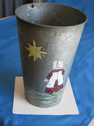 Chaudière a eau érable décorative avec peinture fille avec soleil