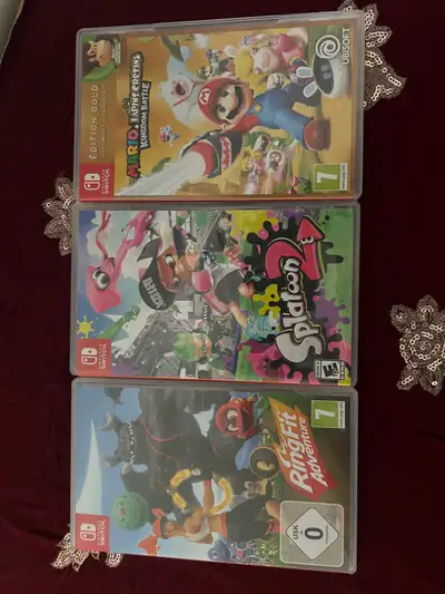 Ringfit (comes with everything) - $70 Splatoon 2 - $30 Mario + Rabbids kingdom battle (gold edition...